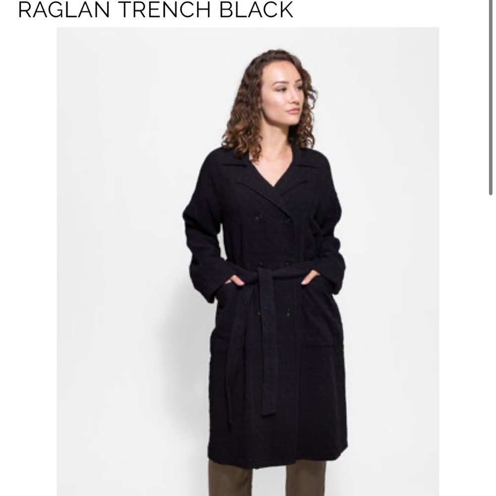 Raquel Allegra Trench Black Blazer Coat EUC Size Large designer - Picture 5 of 8